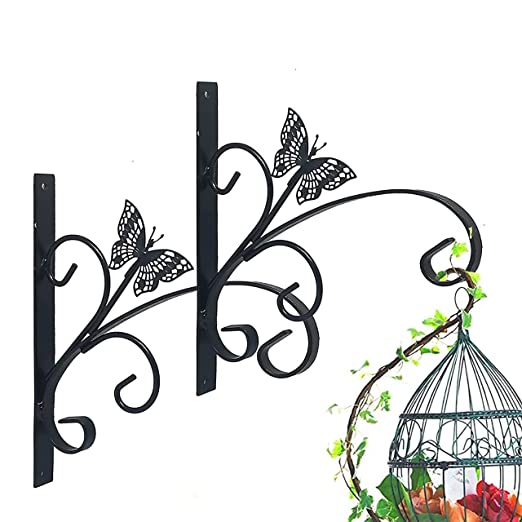 Handcrafted Butterfly Metal Hanging Flower Pot Hanging Pots,Planters,Wall Brackets Hangers(Pic Set of 2)