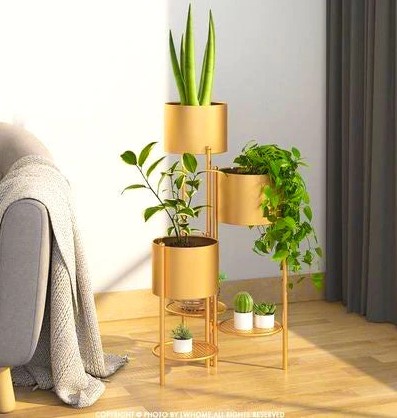 pLANT sTAND 3 TIRE GOLD